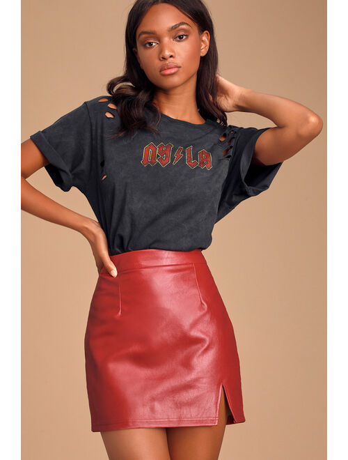 Lulus Corte Black Vegan Leather Mini Skirt