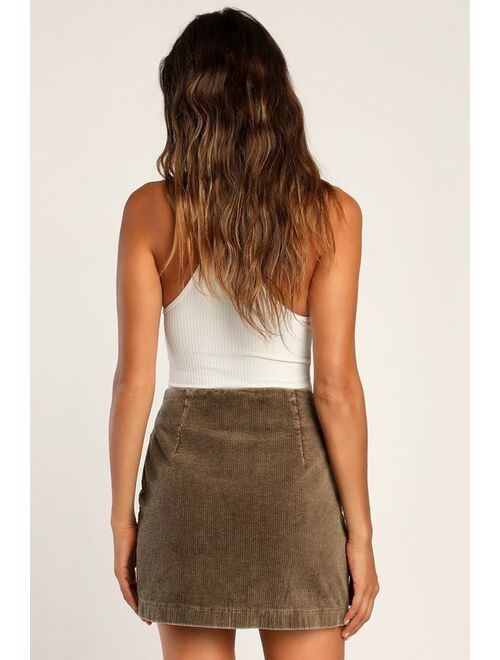 Lulus Always Coordinated Brown Corduroy Mini Skirt