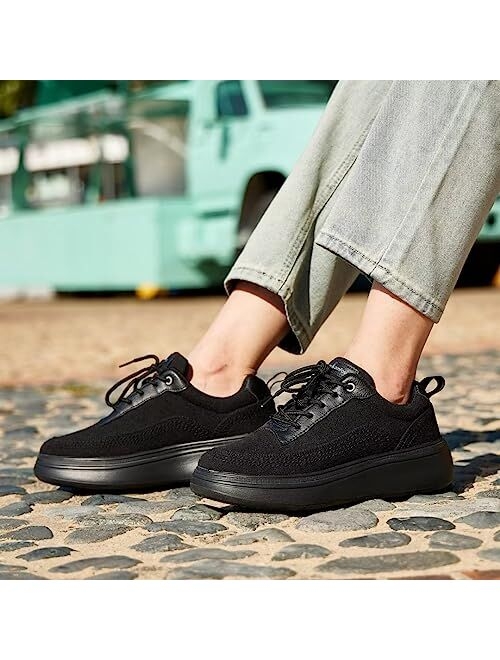 OrthoComfoot Womens Comfy Platform Sneakers with Arch Support, Orthotic Shoes for Flat Feet and High Arches, Stylish and Comfortable Walking Shoes