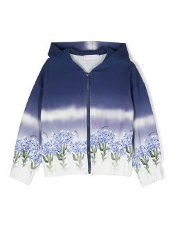 flower-print cotton hoodie