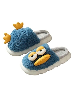 Rungion Women Men Trendy Fluffy Faux Fur Warm Soft House Slippers Funny Cute Lying Flat Duck Animal Indoor Outdoor Fashion Shoes