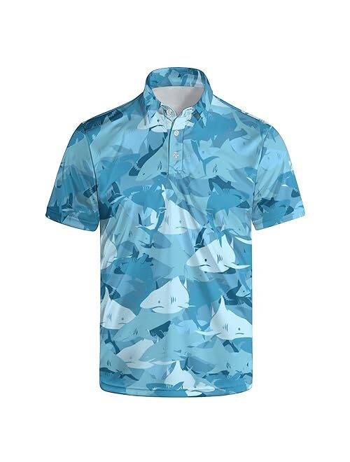 baprrjy Golf Shirt Mens Polo Shirts Short Sleeve Funny Golf Shirt for Men Dry Fit Hawaiian Golf Polo Shirts