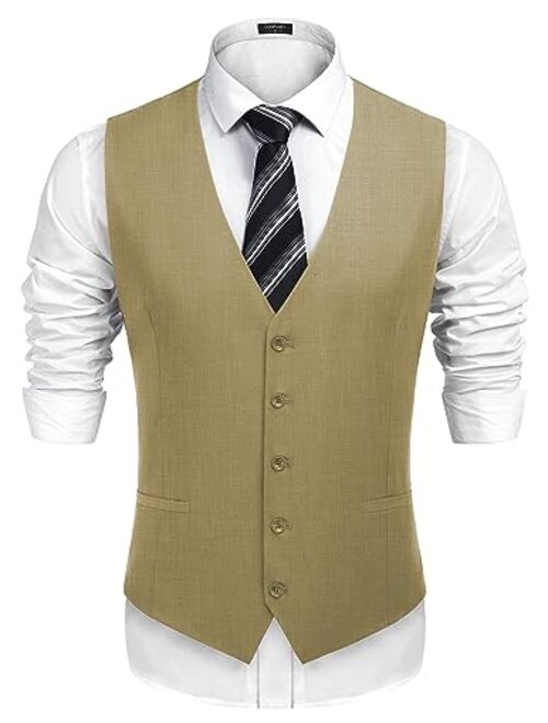 COOFANDY Men's Business Suit Vest Casual Dress Vest Slim Fit Waistcoat Vest