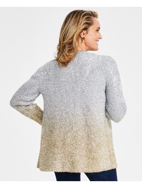 I.N.C. INTERNATIONAL CONCEPTS Women's Eyelash-Knit Mixed Metallic Cardigan, Created for Macy's