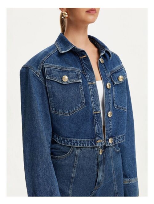 NOCTURNE Women's Military Buttoned Crop Denim Jacket