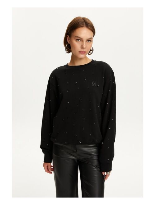 NOCTURNE Women's Studded Sweatshirt