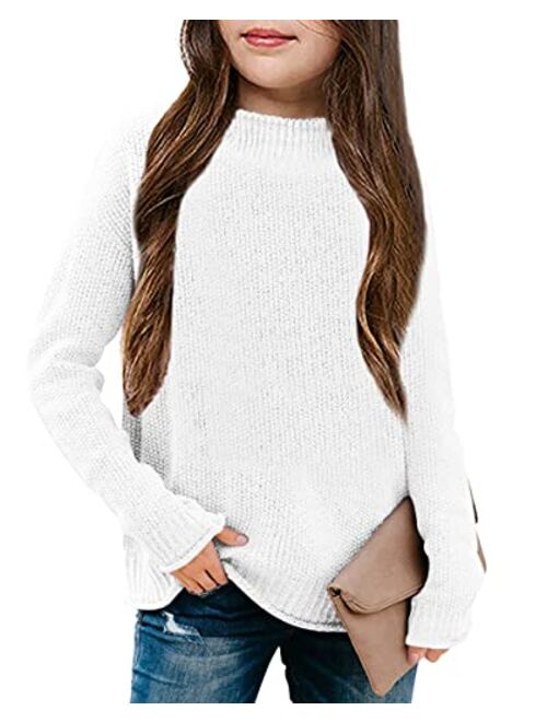 thefabland Girl's Long Sleeve Sweater Mock Neck Fall Soft Knit Pullover Jumper Tops