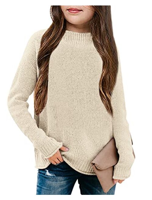 thefabland Girl's Long Sleeve Sweater Mock Neck Fall Soft Knit Pullover Jumper Tops