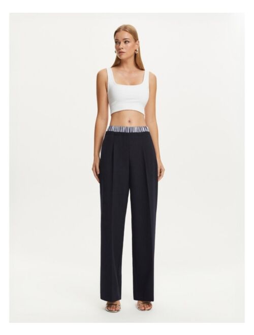 NOCTURNE Women's High Waisted Pants with Elastic Waistband