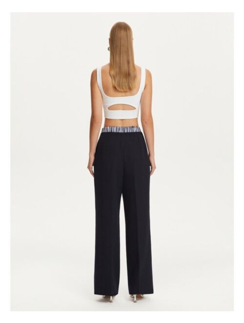 NOCTURNE Women's High Waisted Pants with Elastic Waistband