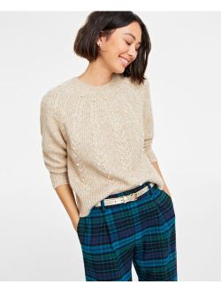 ON 34TH Women's Imitation-Pearl Embellished Crewneck Sweater, Created for Macy's