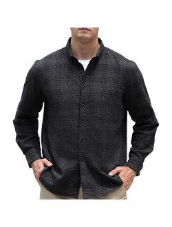 MAXJON Mens Flannel Shirts Long Sleeve,Flannels for Men Button Down Plaid 100% Cotton with Single Pocket