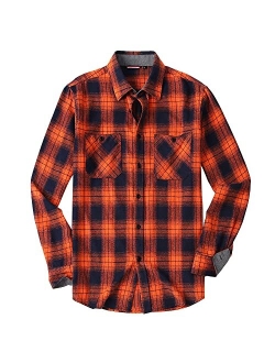 Alex Vando Mens Button Down Shirts Regular Fit Long Sleeve Casual Plaid Flannel Shirt