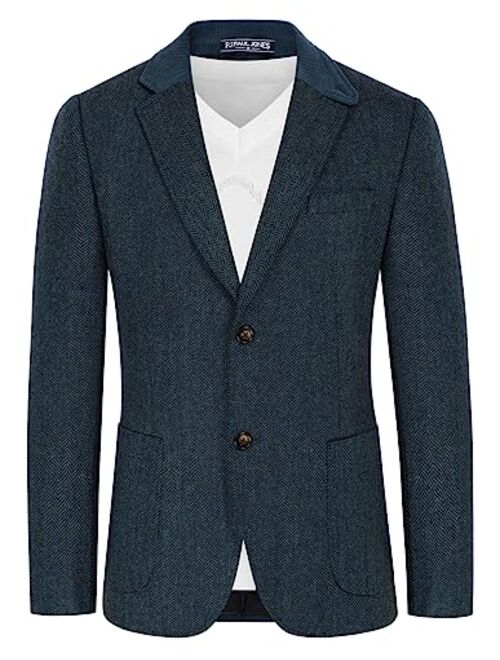 PJ PAUL JONES Mens Herringbone Blazer Vintage Tweed Wool Blend Sport Coat Jacket