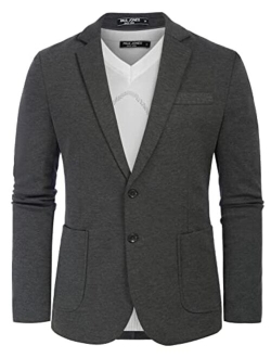 Mens Casual Lightweight Blazer Jacket Regular Fit Stretch Knit Sport Coats