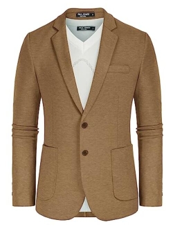 Mens Casual Lightweight Blazer Jacket Regular Fit Stretch Knit Sport Coats