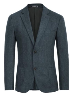 Men's Herringbone Blazer Coat Wool Blend Blazers Notch Lapel Two Button Suit Jackets