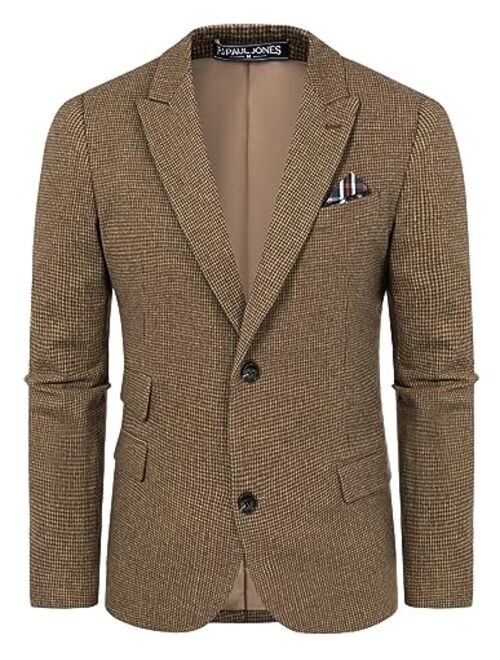 PJ PAUL JONES Men's Vintage Herringbone Tweed Blazers British Wool Blend Sport Coat Jacket