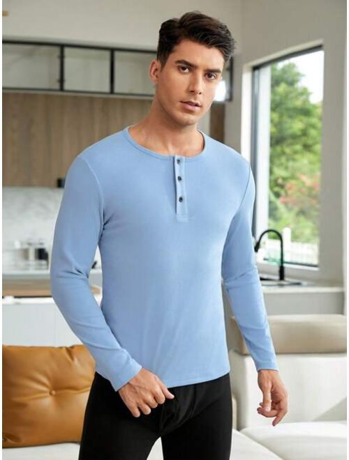 Shein Men Half Button Thermal Underwear Top