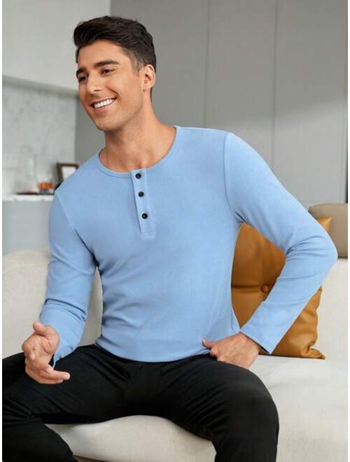 Shein Men Half Button Thermal Underwear Top