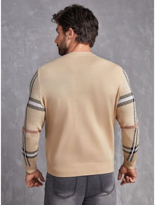 Manfinity Homme Men Plaid Pattern Cable Knit Sweater