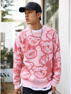 Manfinity Hypemode Men Bear Pattern Drop Shoulder Sweater