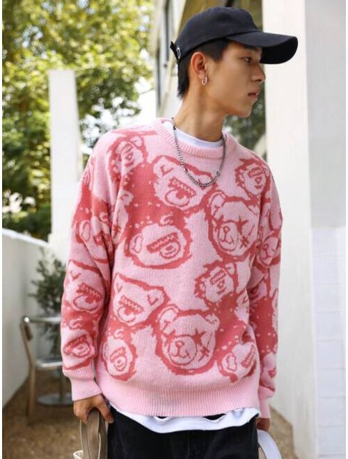 Manfinity Hypemode Men Bear Pattern Drop Shoulder Sweater