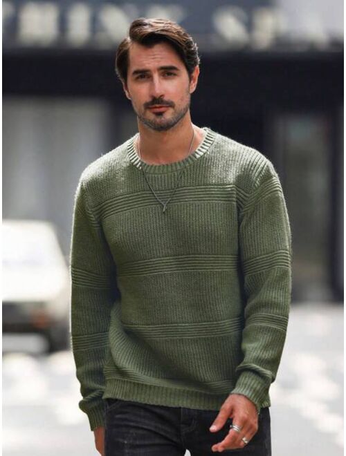 Manfinity Homme Men Solid Ribbed Knit Sweater