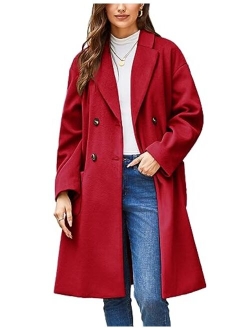 Winter Coats For Women Double Breasted Pea Coats Mid Long Wool Coats Oversized Trench Coats Jackets