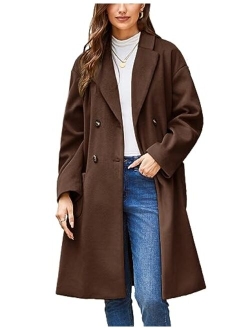 Winter Coats For Women Double Breasted Pea Coats Mid Long Wool Coats Oversized Trench Coats Jackets