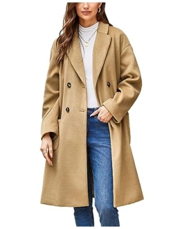 Winter Coats For Women Double Breasted Pea Coats Mid Long Wool Coats Oversized Trench Coats Jackets