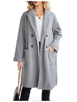 Winter Coats For Women Double Breasted Pea Coats Mid Long Wool Coats Oversized Trench Coats Jackets