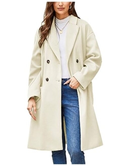 Winter Coats For Women Double Breasted Pea Coats Mid Long Wool Coats Oversized Trench Coats Jackets