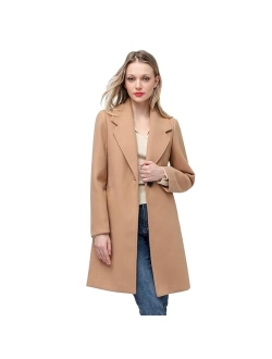 Aprsfn Women's Elegant Mid-Length Slim Fit Wool Blend Coat Windproof Trench Coat