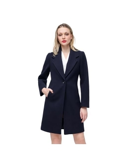 Aprsfn Women's Elegant Mid-Length Slim Fit Wool Blend Coat Windproof Trench Coat