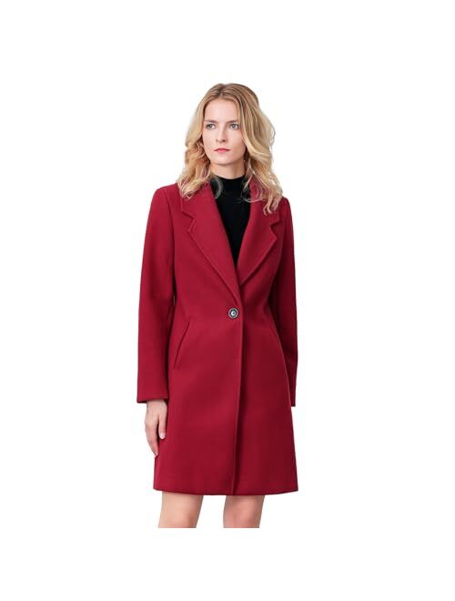 Aprsfn Women's Elegant Mid-Length Slim Fit Wool Blend Coat Windproof Trench Coat