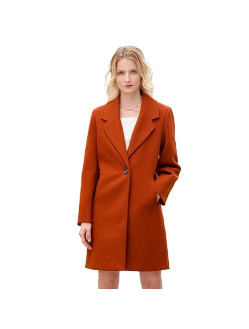 Aprsfn Women's Elegant Mid-Length Slim Fit Wool Blend Coat Windproof Trench Coat