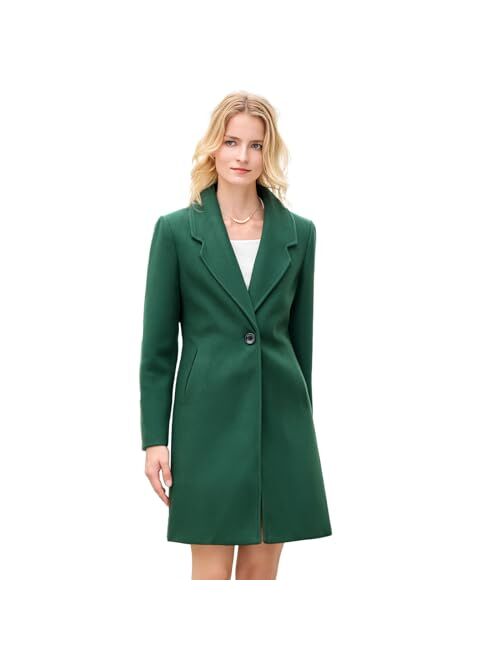 Aprsfn Women's Elegant Mid-Length Slim Fit Wool Blend Coat Windproof Trench Coat