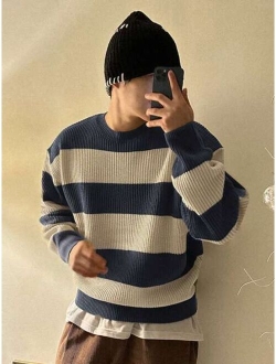 Men 1pc Two Tone Drop Shoulder Sweater