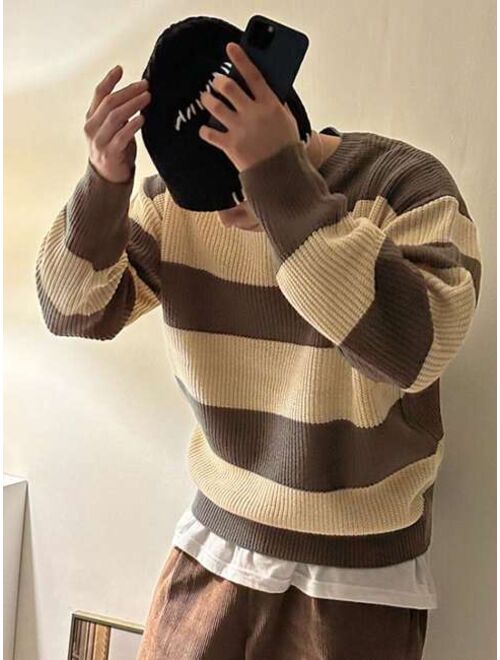 DAZY Men 1pc Two Tone Drop Shoulder Sweater