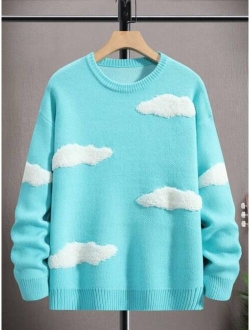 Manfinity EMRG Men Clouds Pattern Drop Shoulder Sweater