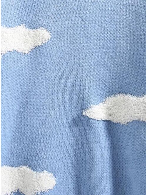 Manfinity EMRG Men Clouds Pattern Drop Shoulder Sweater