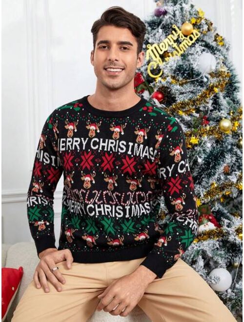 Manfinity Homme Men Christmas Pattern Sweater