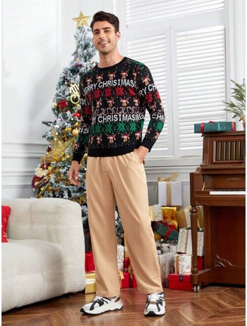 Manfinity Homme Men Christmas Pattern Sweater