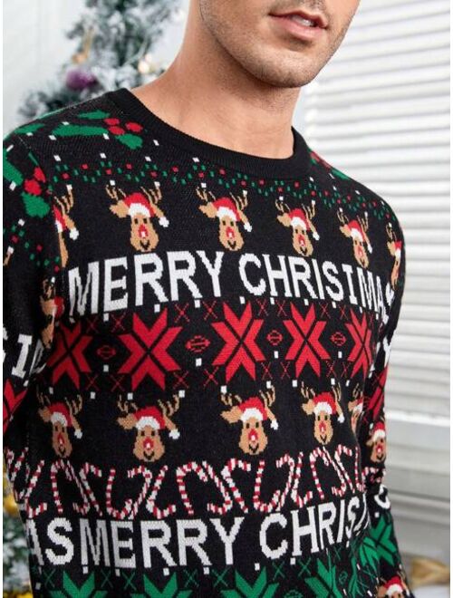 Manfinity Homme Men Christmas Pattern Sweater