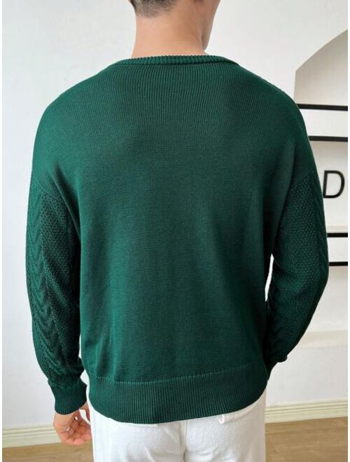 Manfinity Homme Men Solid Cable Knit Sweater