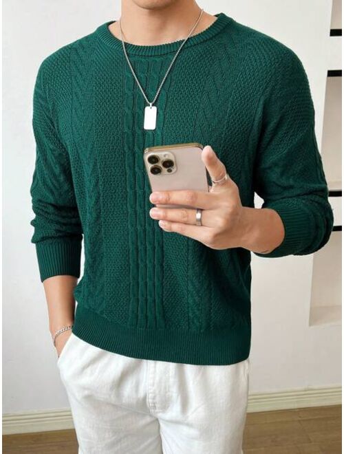 Manfinity Homme Men Solid Cable Knit Sweater