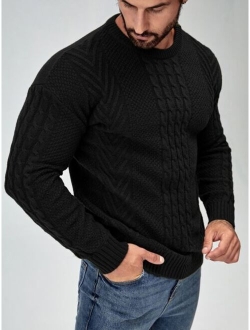 Manfinity Homme Men Cable Knit Drop Shoulder Sweater