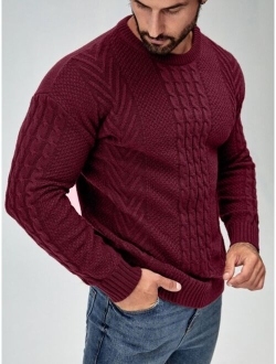 Manfinity Homme Men Cable Knit Drop Shoulder Sweater