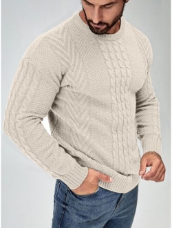 Manfinity Homme Men Cable Knit Drop Shoulder Sweater